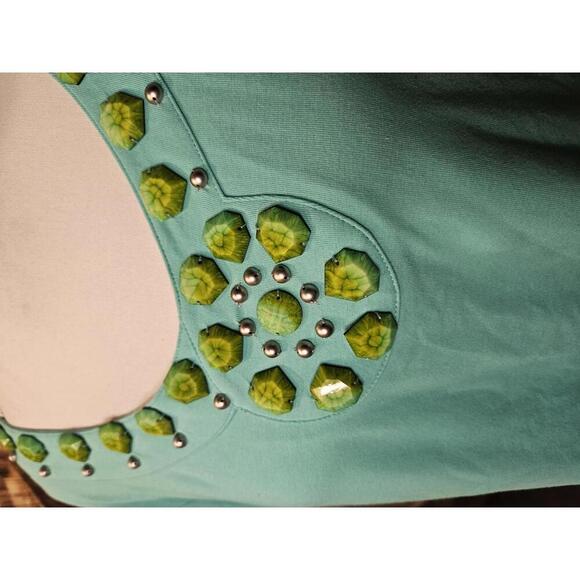Ruby Rd. Aqua Blue Embellished Top - Picture 2 of 6